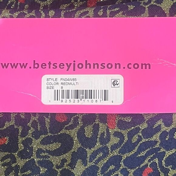 Betsey Johnson Retro Style Gold Red & Blue Metallic Sleeveless Sheath Animal Pri - Picture 6 of 8